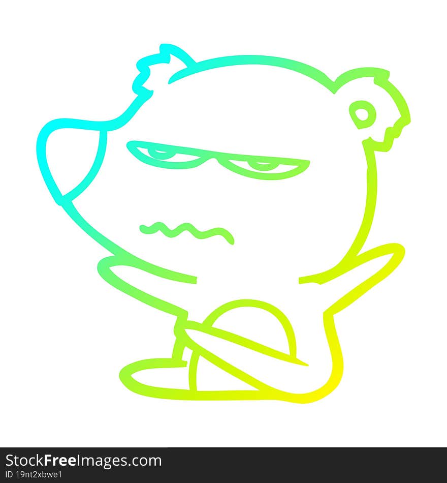 cold gradient line drawing angry bear cartoon