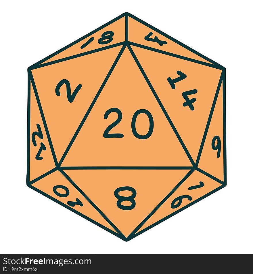 Natural 20 D20 Dice Roll Illustration