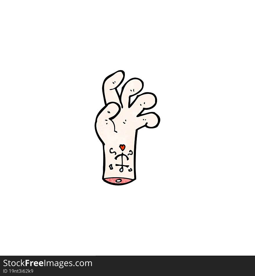 cartoon hand with tattoo