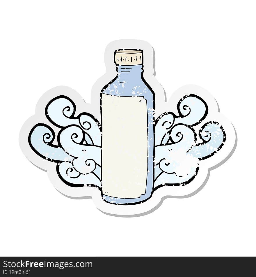 Retro Distressed Sticker Of A Cartoon Water Bottle