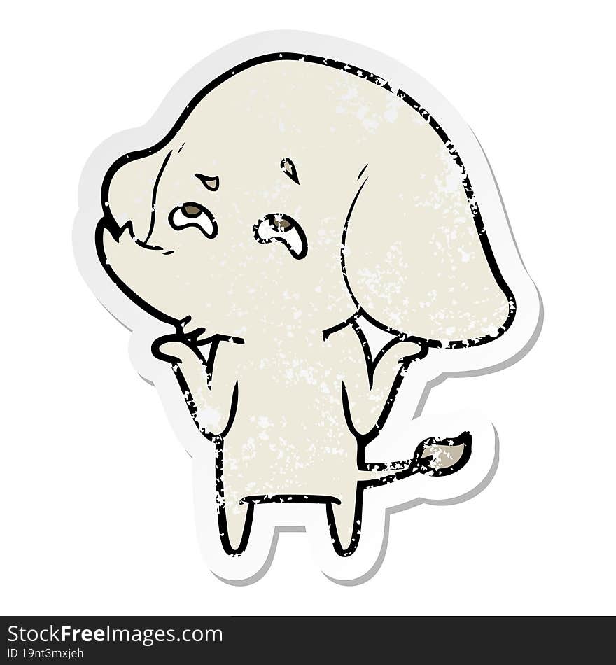 Distressed Sticker Of A Cartoon Elephant Remembering