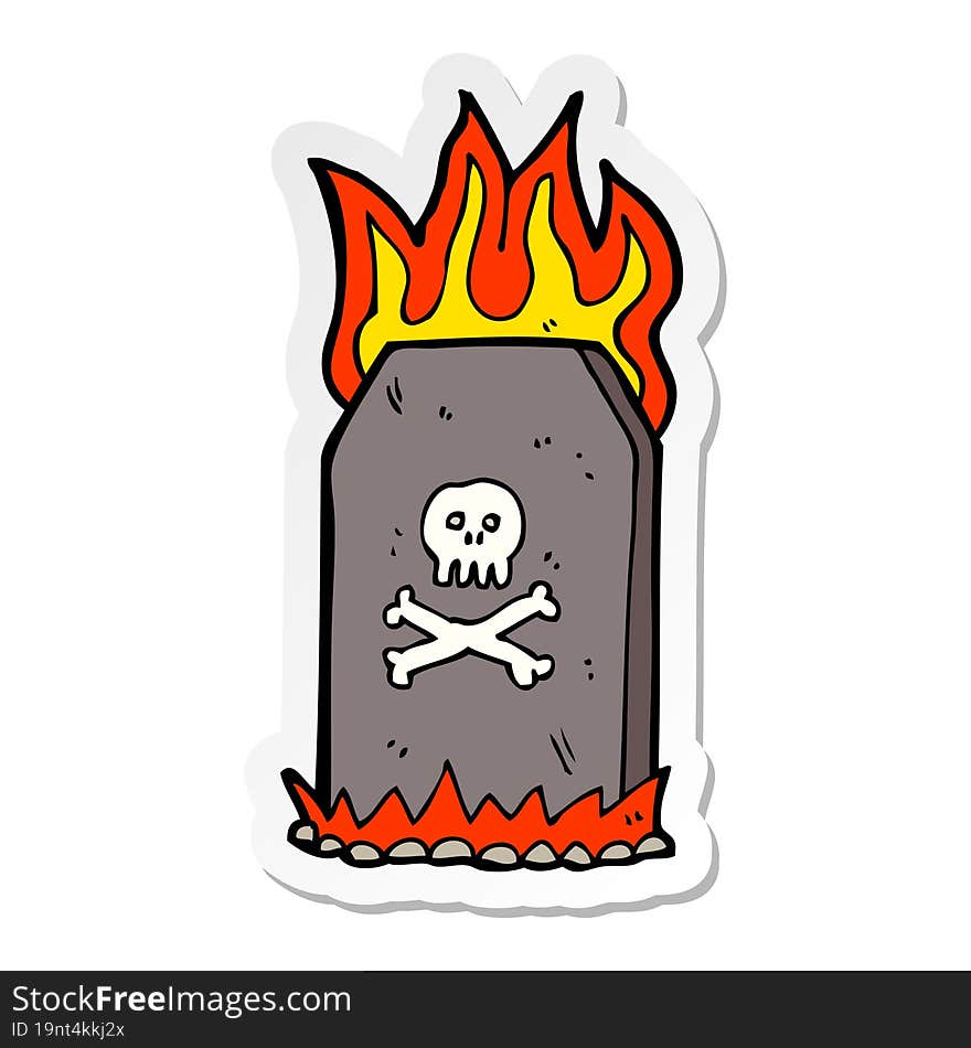 sticker of a cartoon spooky grave