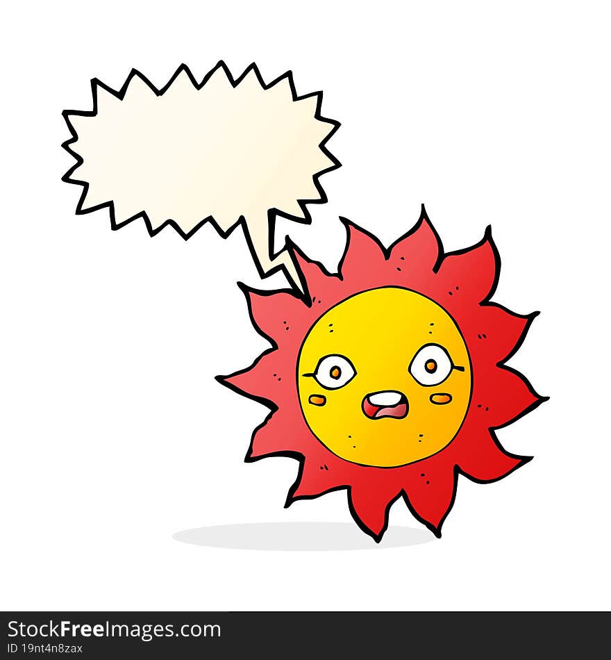 cartoon sun with speech bubble