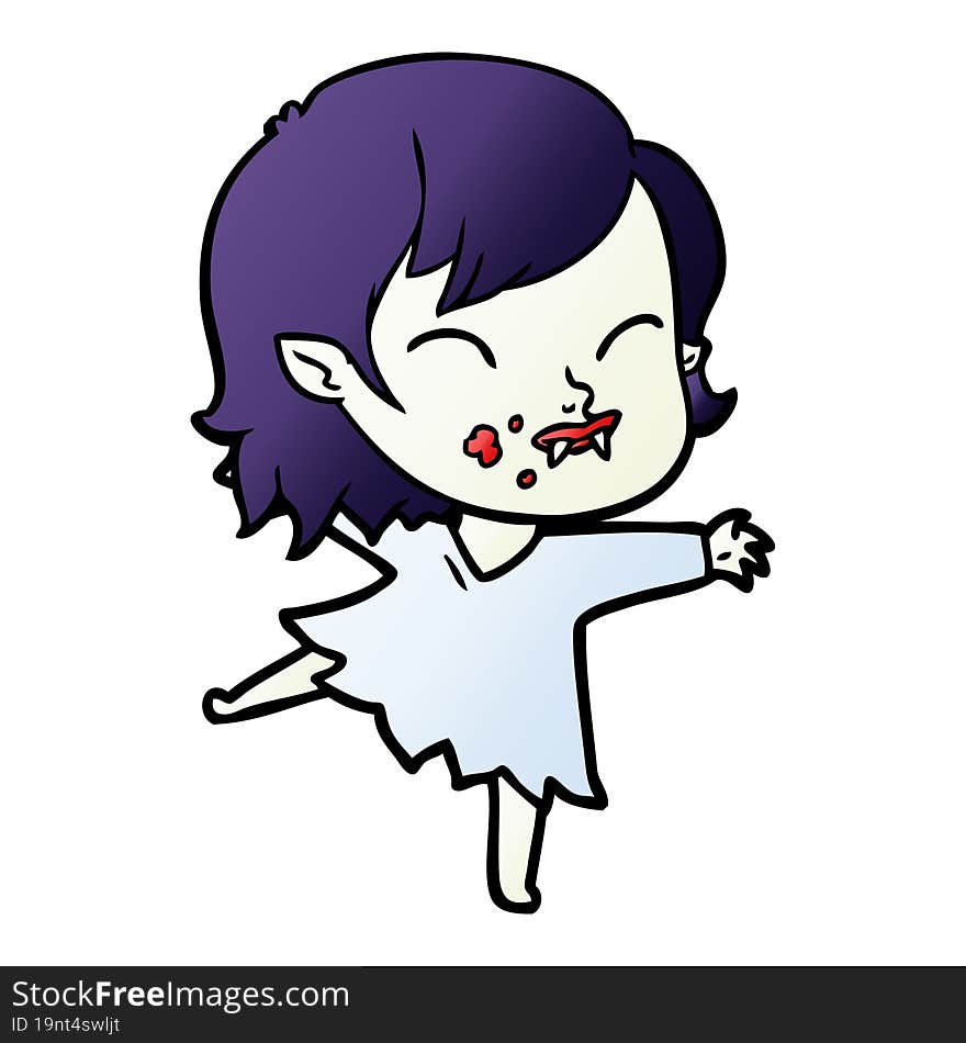 cartoon vampire girl with blood on cheek. cartoon vampire girl with blood on cheek