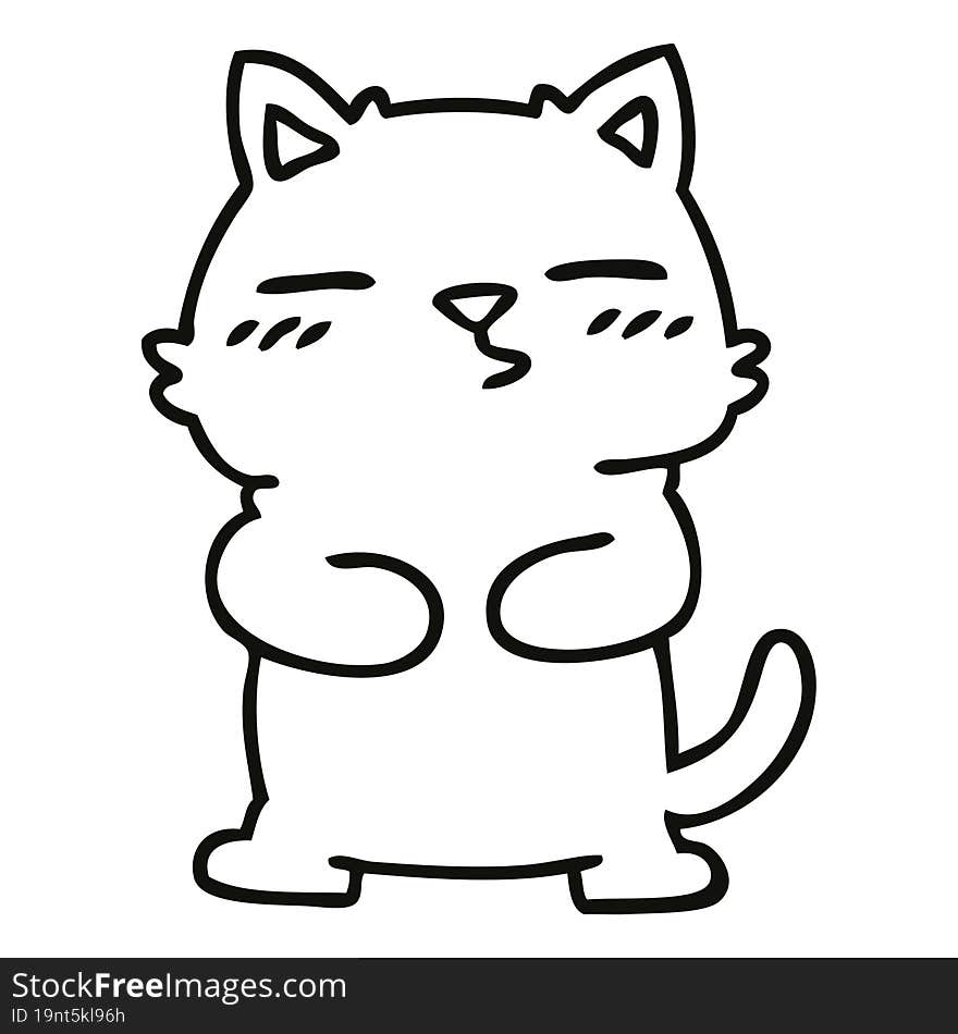 quirky line drawing cartoon cat