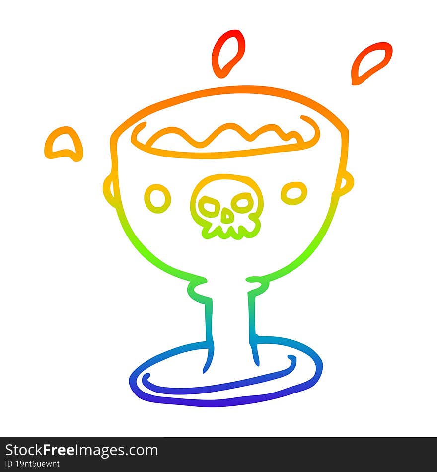 rainbow gradient line drawing spooky cartoon goblet of blood