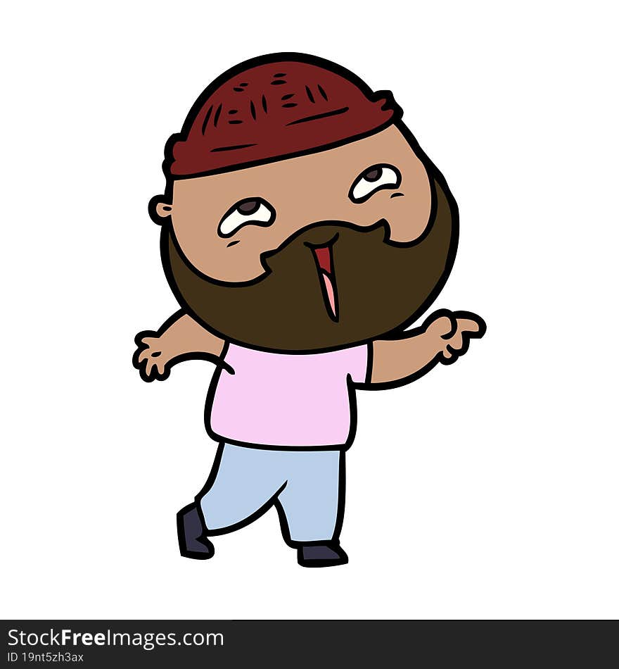 cartoon happy bearded man. cartoon happy bearded man