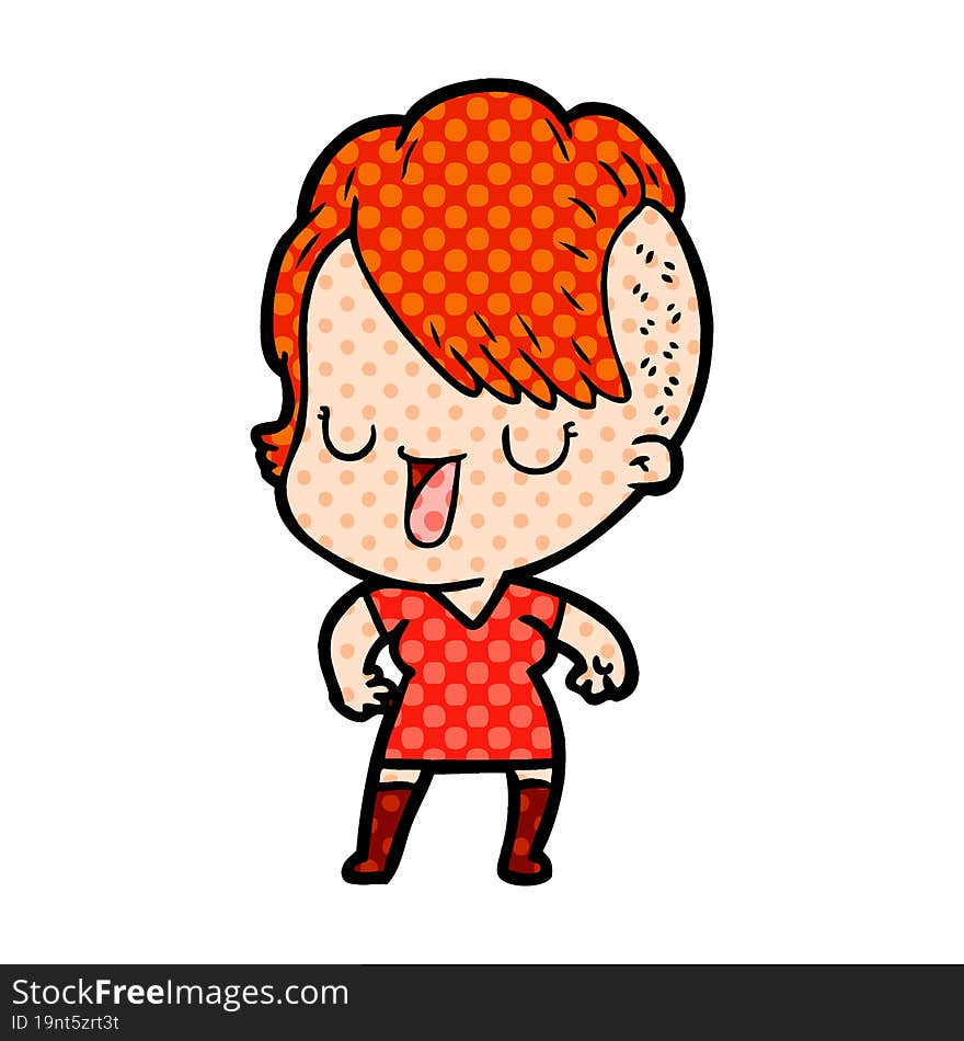 cute cartoon girl with hipster haircut. cute cartoon girl with hipster haircut