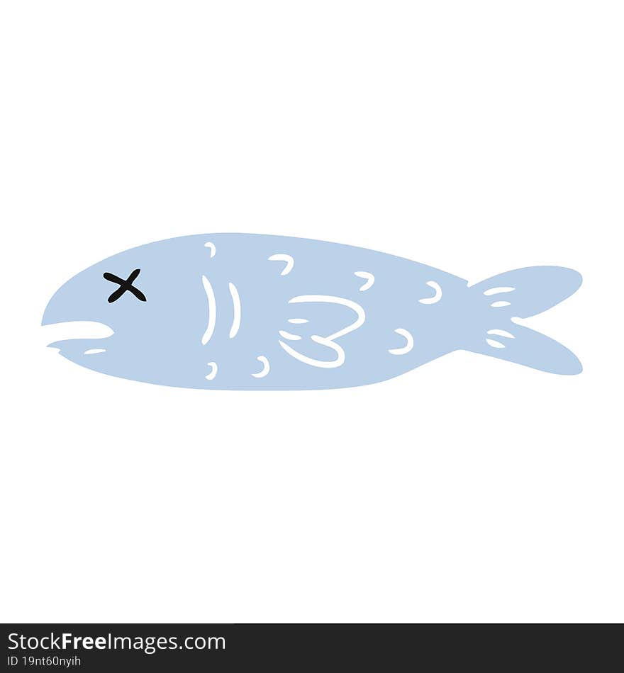 hand drawn cartoon doodle of a dead fish