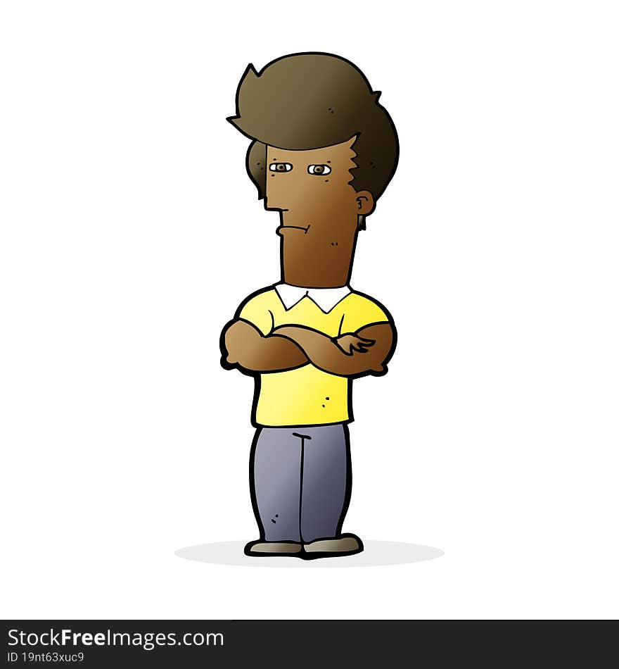 cartoon man with folded arms