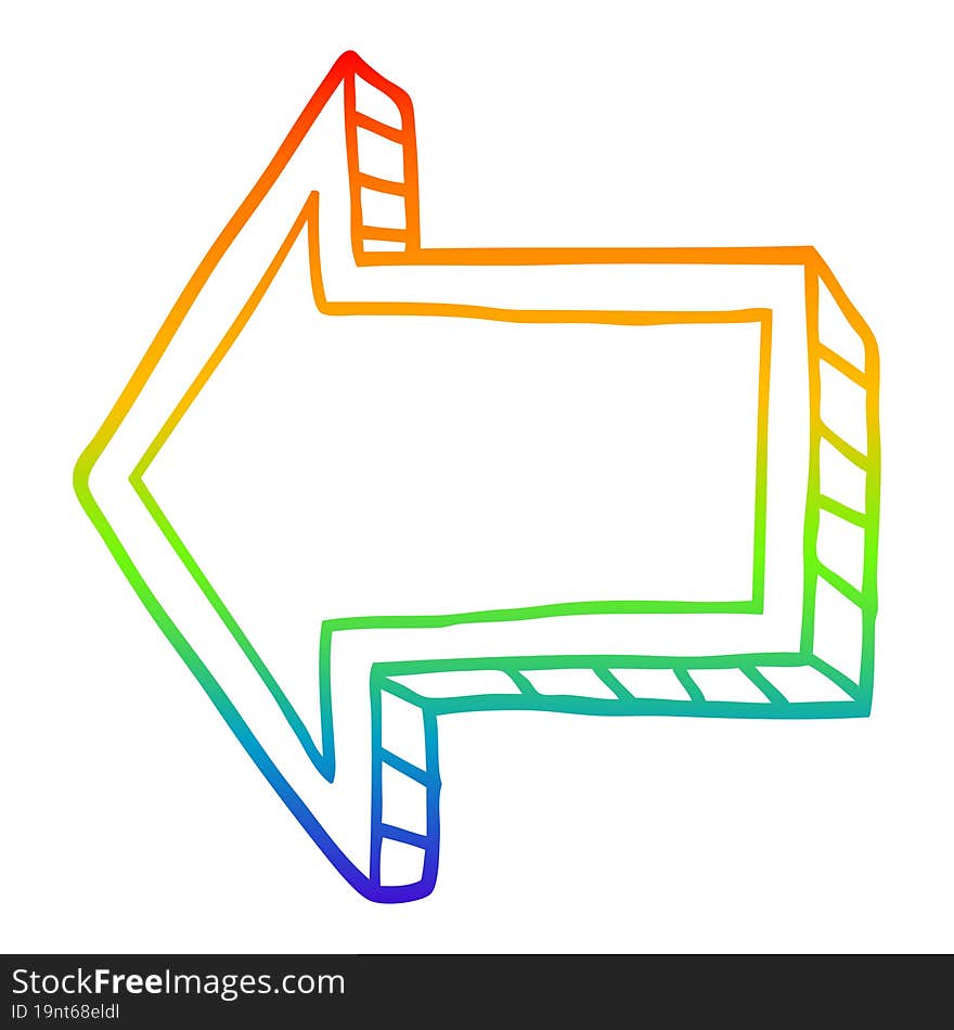 rainbow gradient line drawing cartoon directing arrow