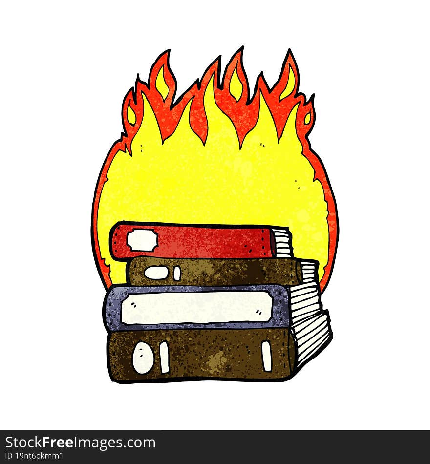 cartoon burning books