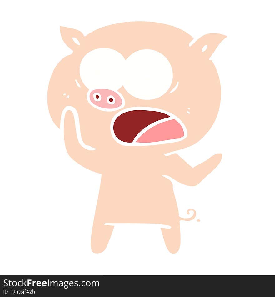 flat color style cartoon pig shouting