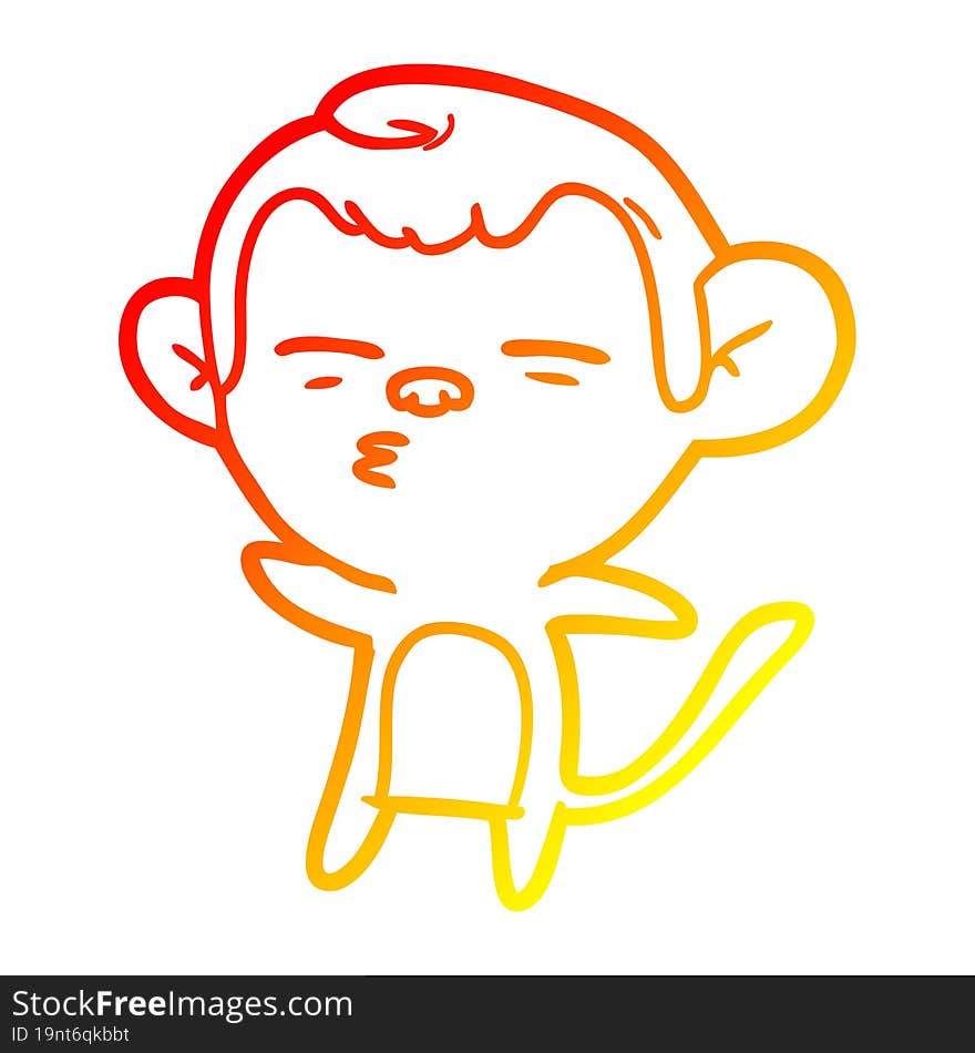 warm gradient line drawing cartoon suspicious monkey