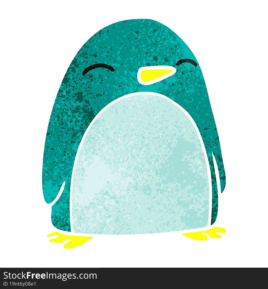 Retro Cartoon Doodle Of A Cute Penguin