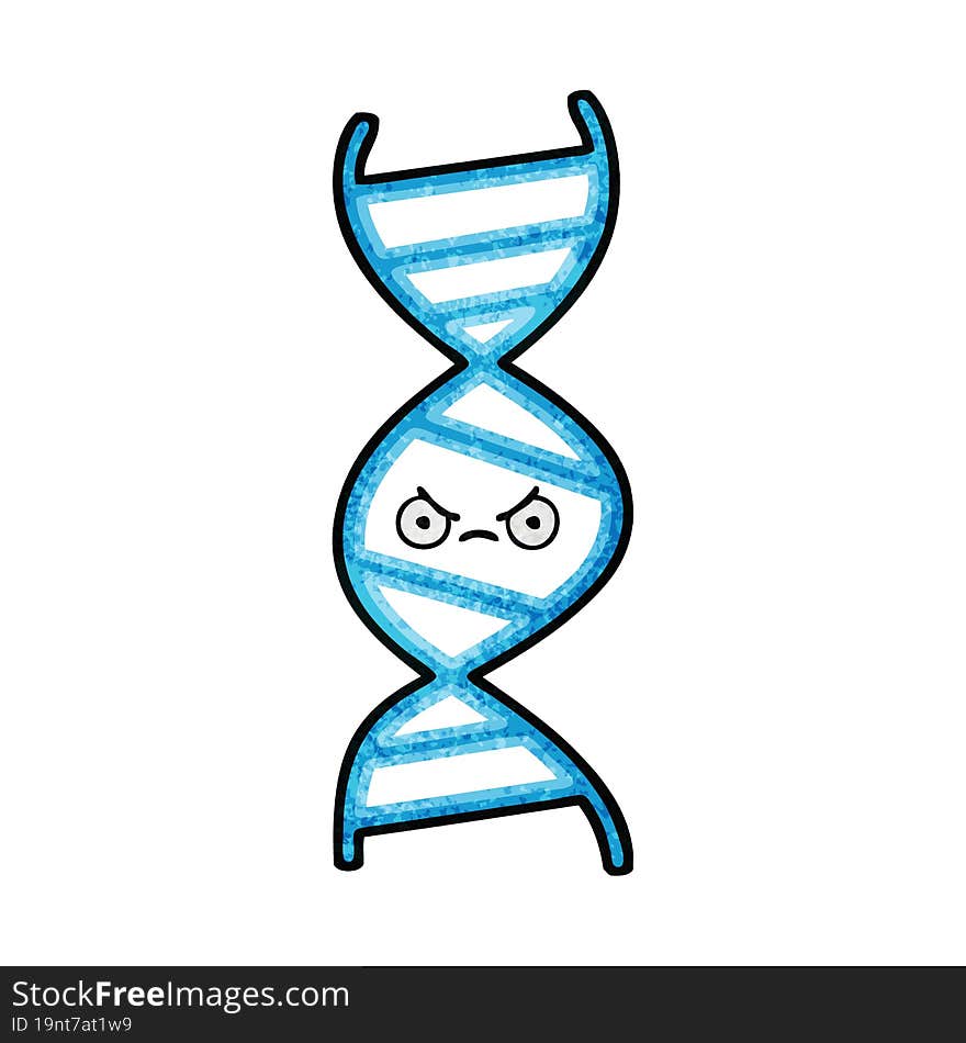 retro grunge texture cartoon of a DNA strand