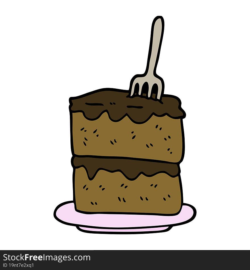 hand drawn doodle style cartoon slice of cake