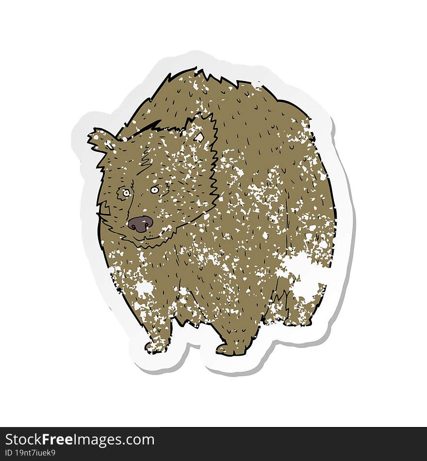 retro distressed sticker of a huge bear cartoon