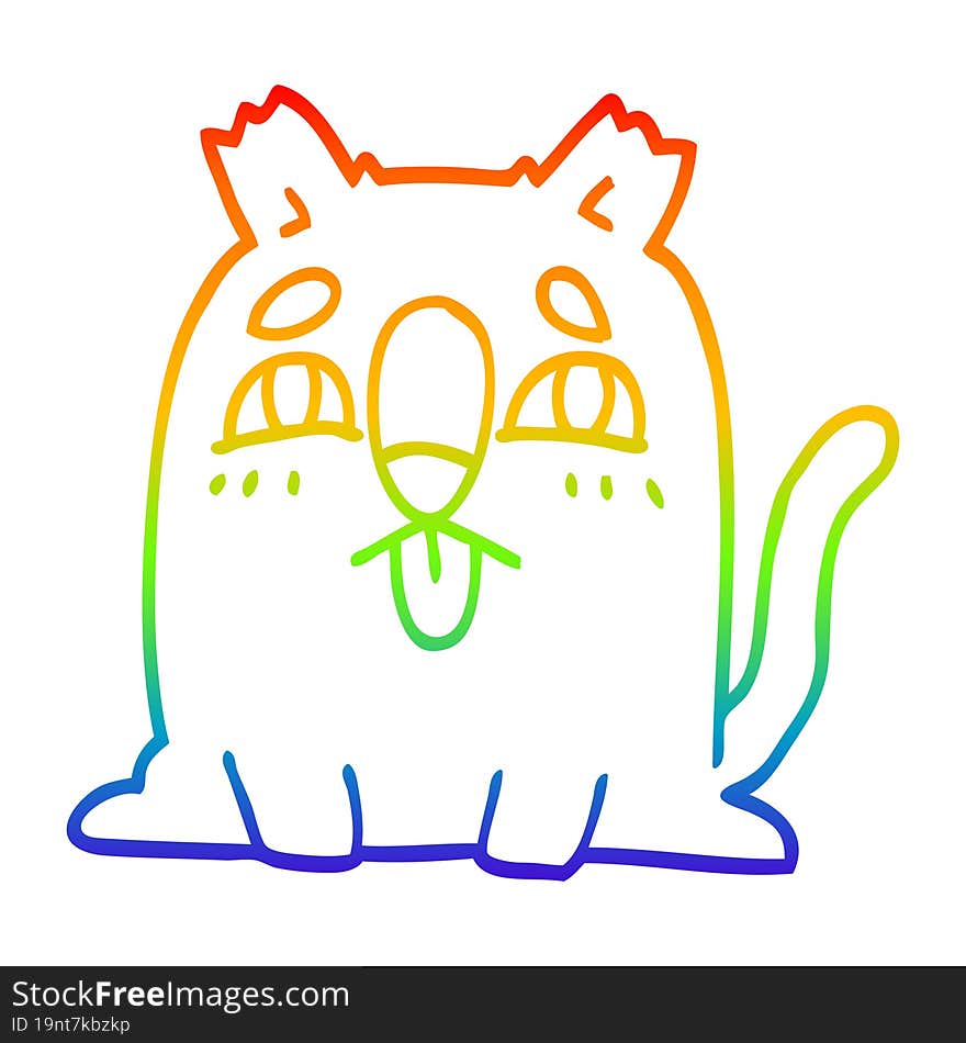 rainbow gradient line drawing cartoon funny cat