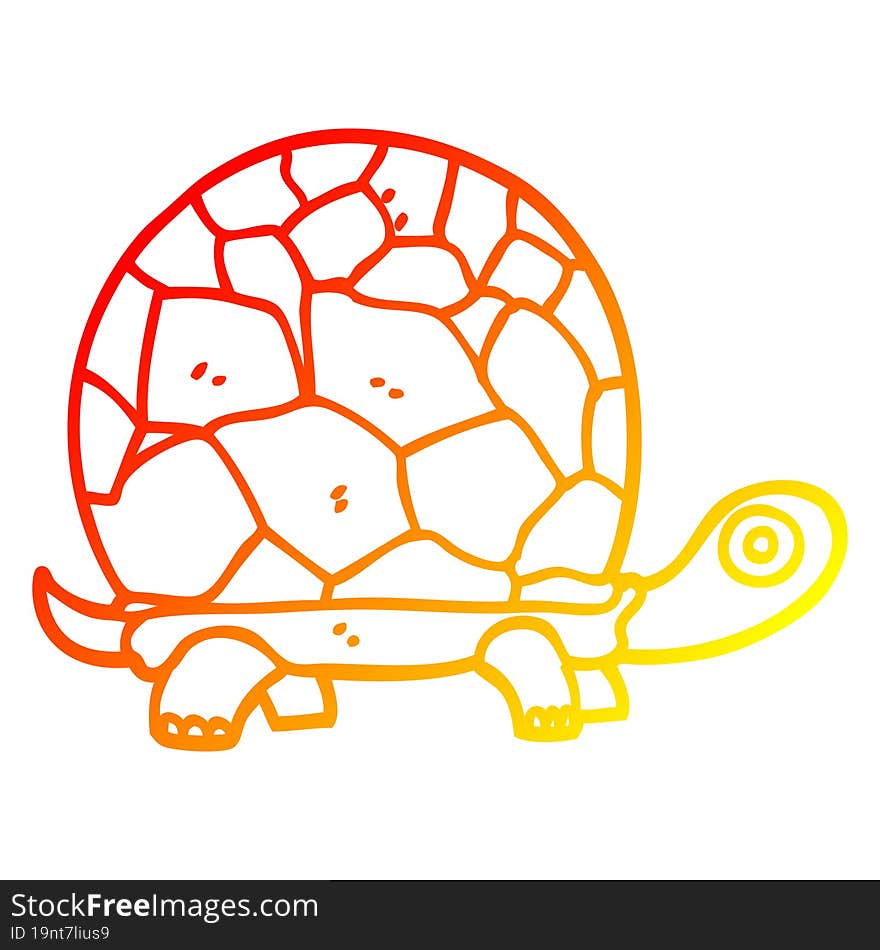 Warm Gradient Line Drawing Cartoon Tortoise