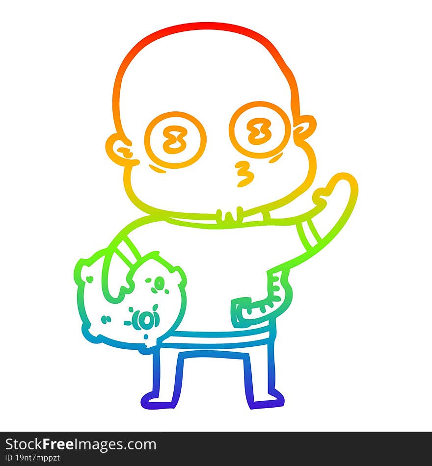 rainbow gradient line drawing waving weird bald spaceman