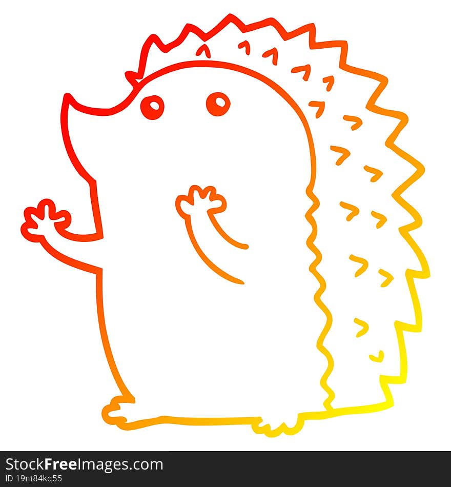 Warm Gradient Line Drawing Cartoon Hedgehog