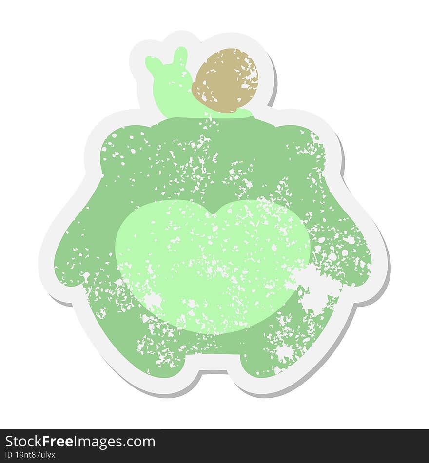 frog with a snail on head grunge sticker