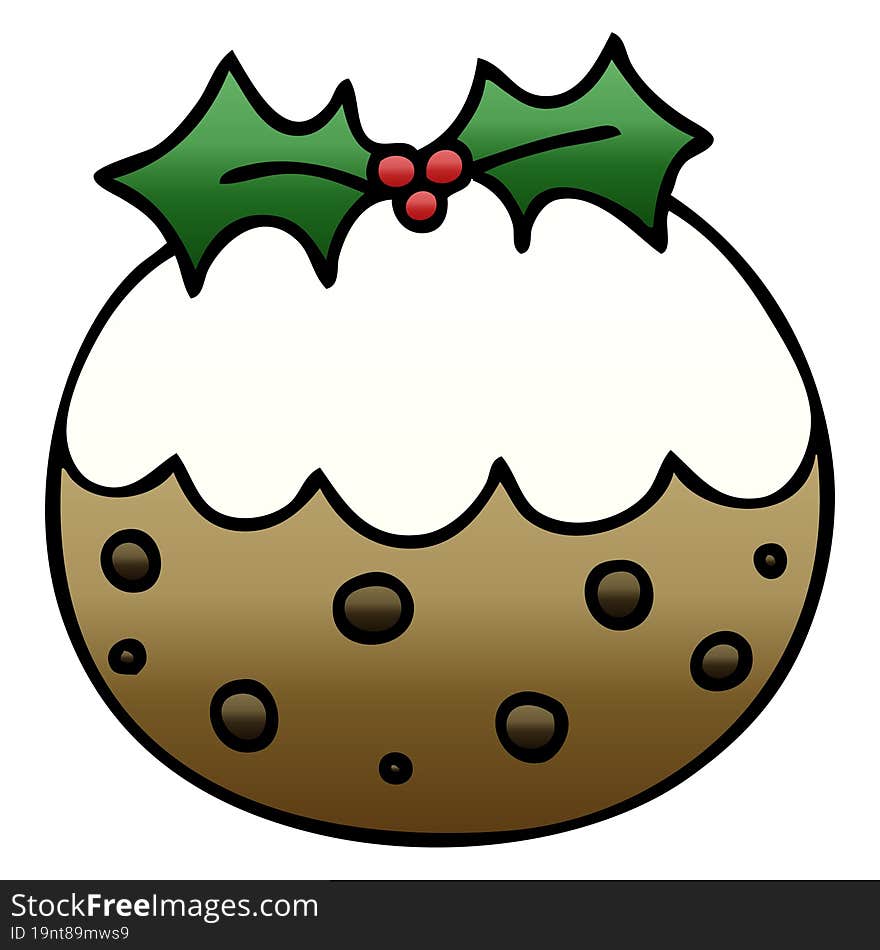 Quirky Gradient Shaded Cartoon Christmas Pudding