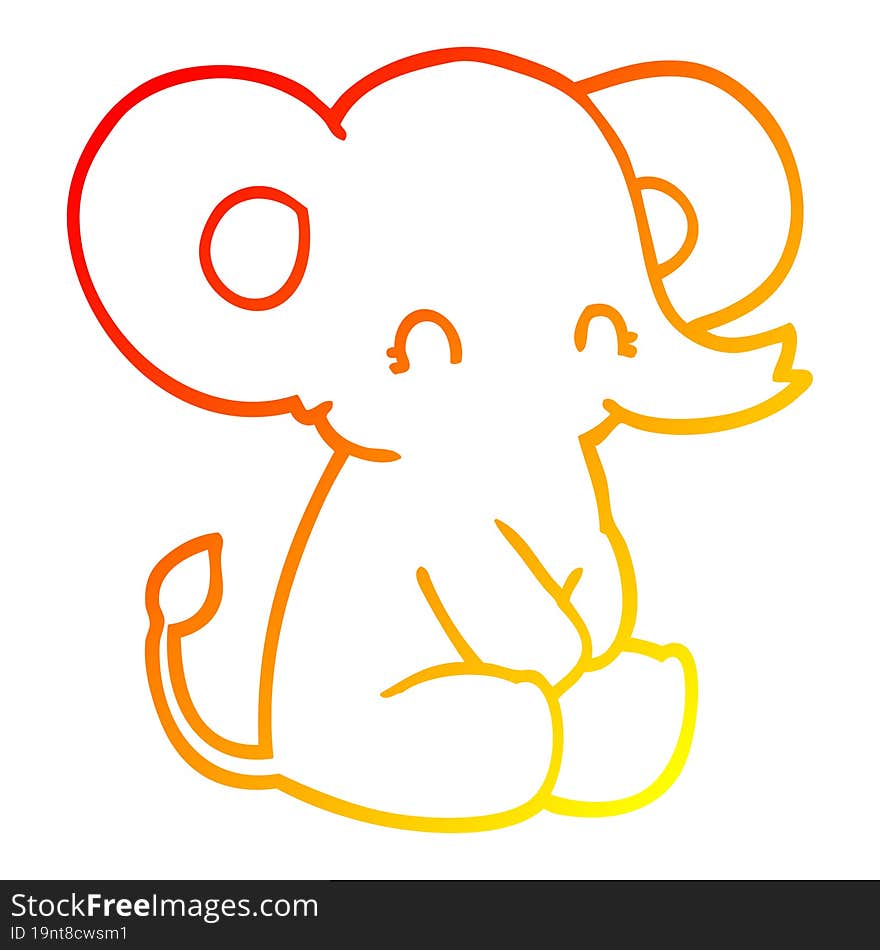 warm gradient line drawing cute cartoon elephant