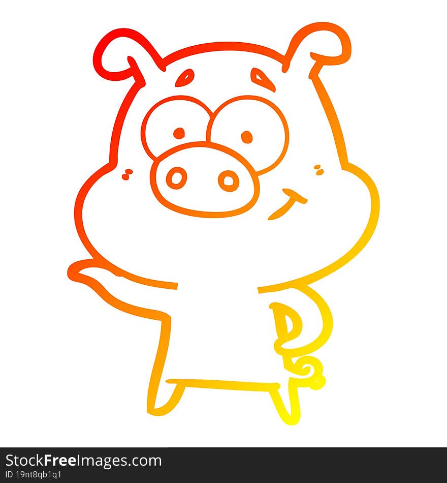 warm gradient line drawing cartoon pig pointing