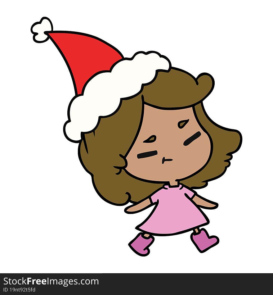 hand drawn christmas cartoon of kawaii girl