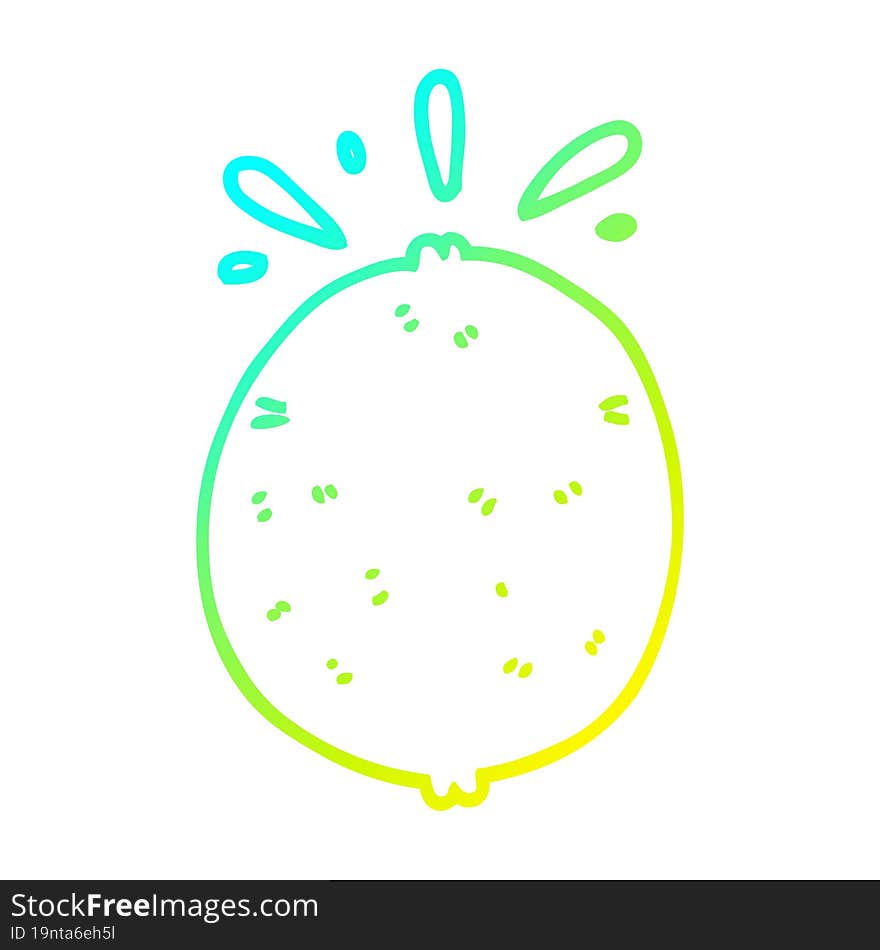 Cold Gradient Line Drawing Cartoon Lemon