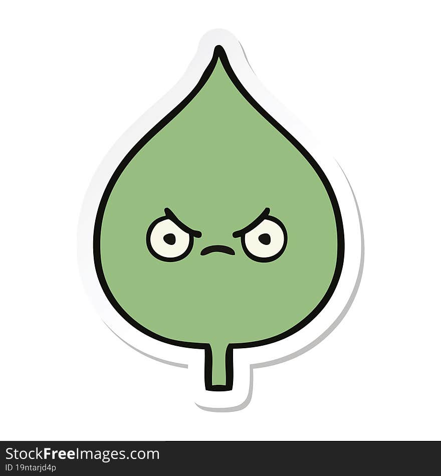 sticker of a cute cartoon expressional leaf