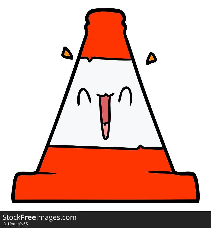 cartoon road traffic cone. cartoon road traffic cone