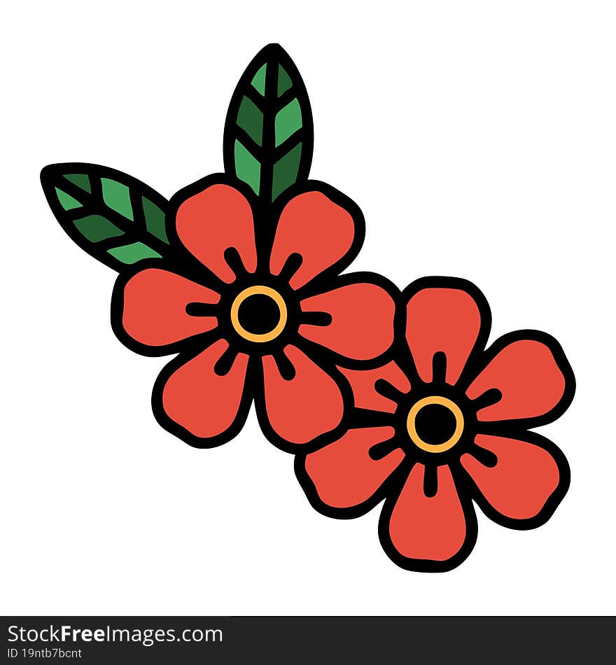 traditional tattoo of flowers