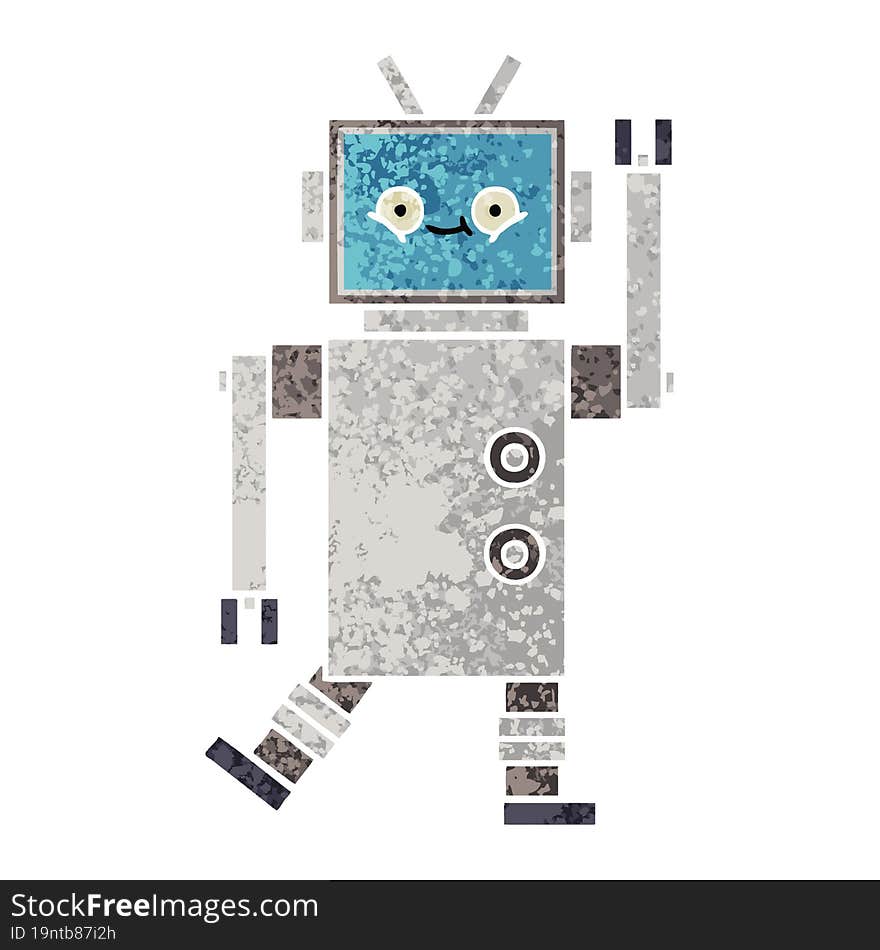 retro illustration style cartoon of a robot