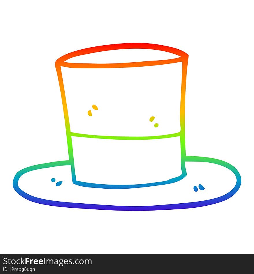 rainbow gradient line drawing cartoon top hat