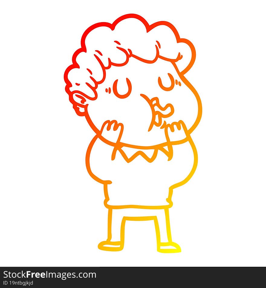 warm gradient line drawing cartoon man singing