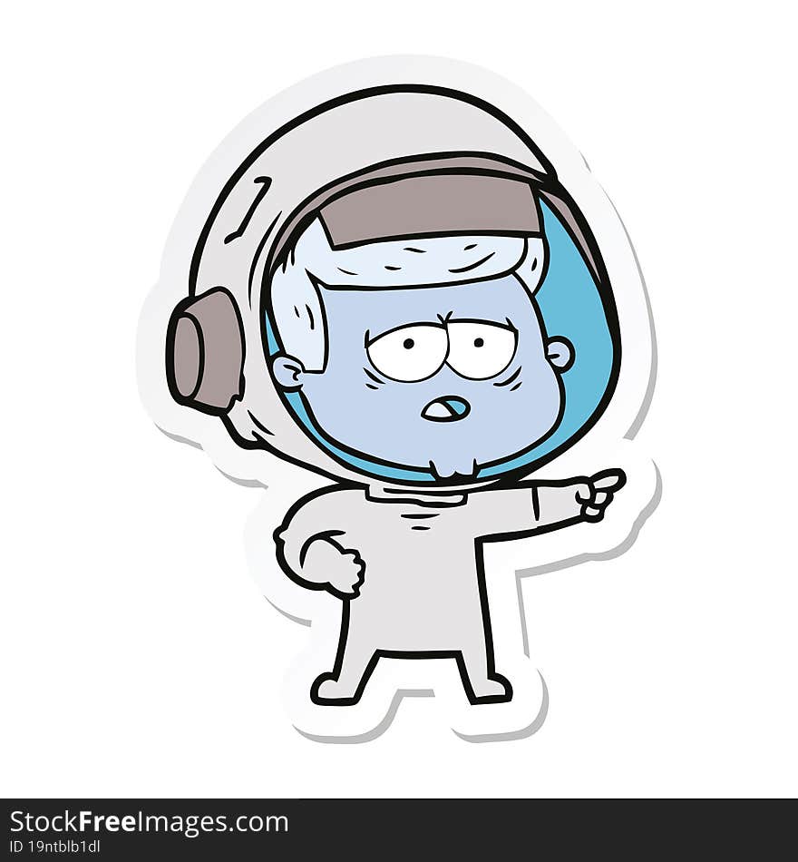 sticker of a cartoon tired astronaut