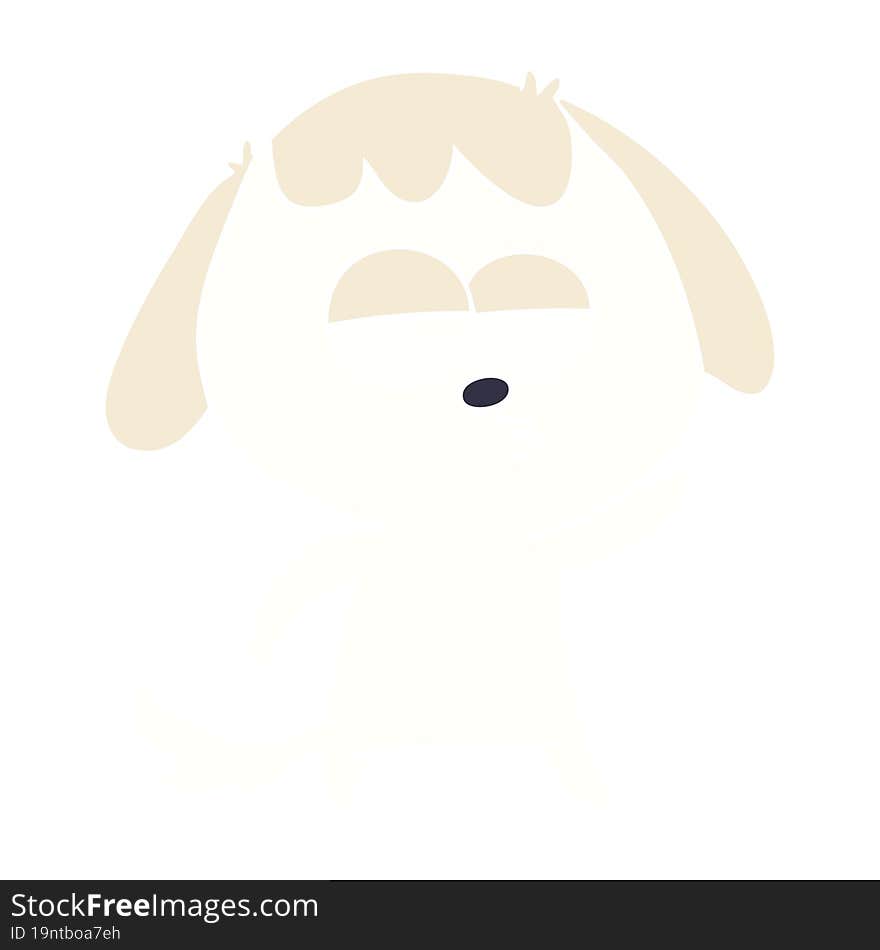 flat color style cartoon bored dog