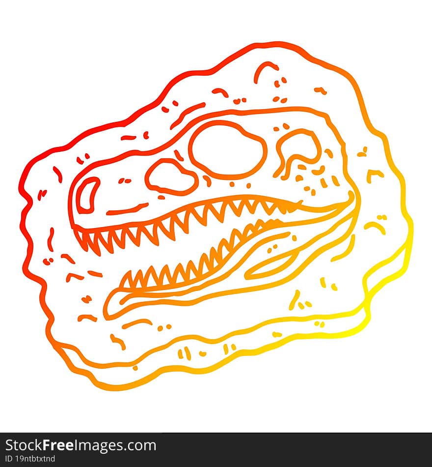 warm gradient line drawing cartoon ancient fossil