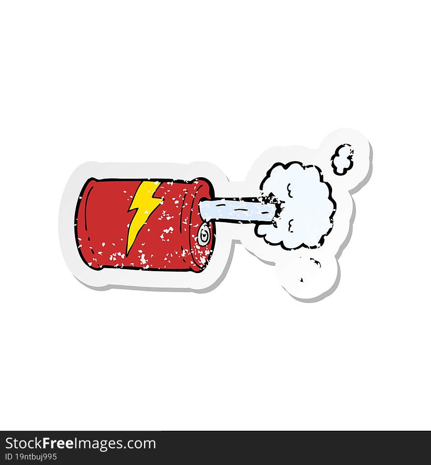 retro distressed sticker of a cartoon fizzy drink can