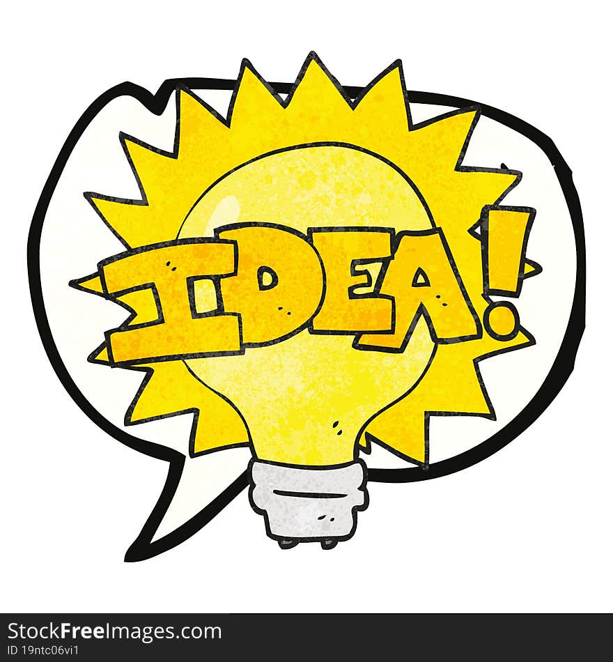 speech bubble textured cartoon idea light bulb symbol