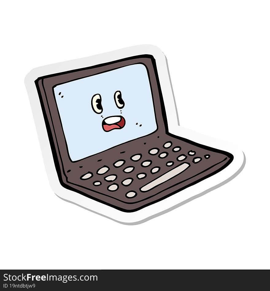 Sticker Of A Cartoon Laptop Computer