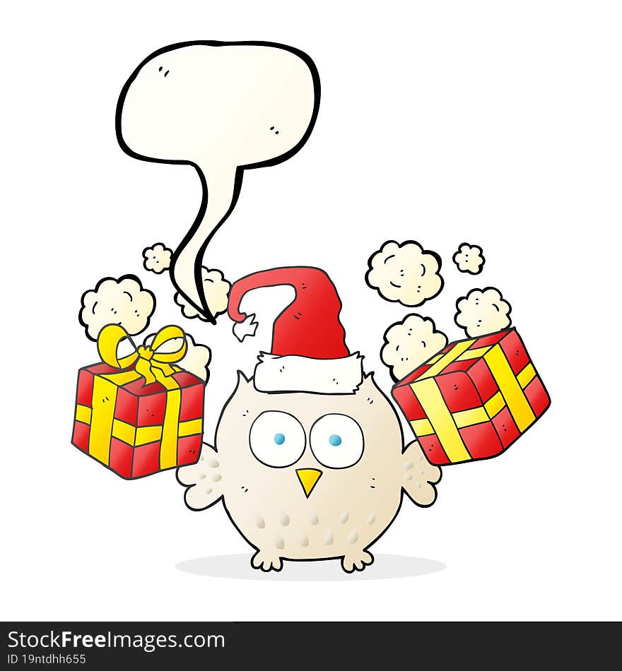 speech bubble cartoon christmas owl