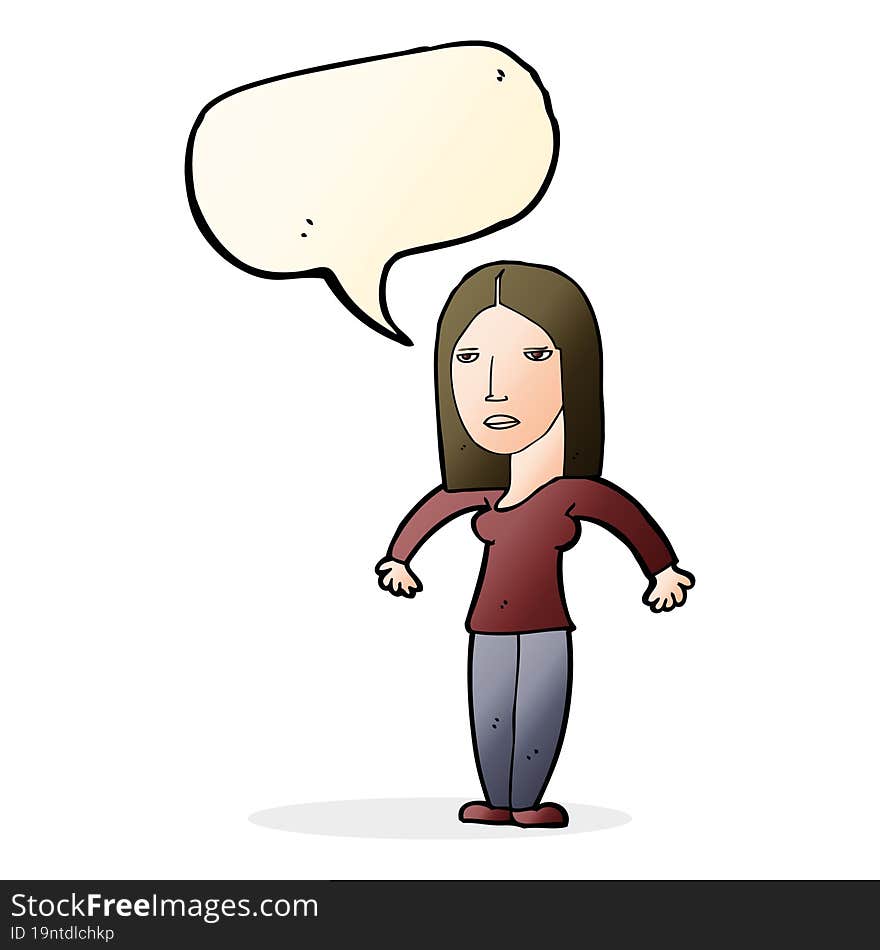 cartoon annoyed woman with speech bubble