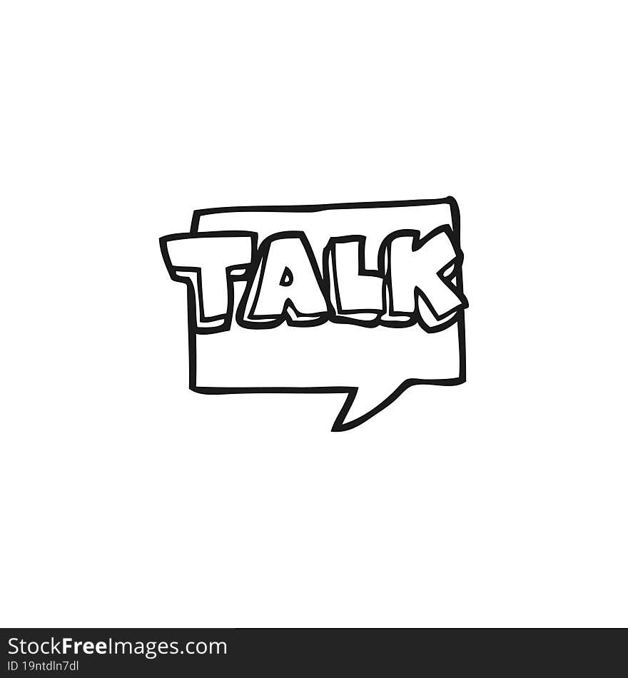 black and white cartoon talk symbol