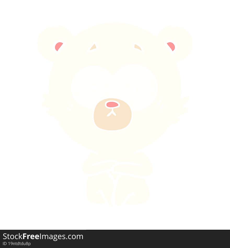 Surprised Polar Bear Flat Color Style Cartoon