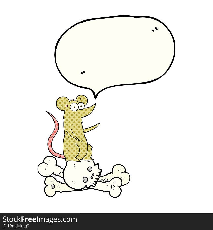 comic book speech bubble cartoon rat on bones