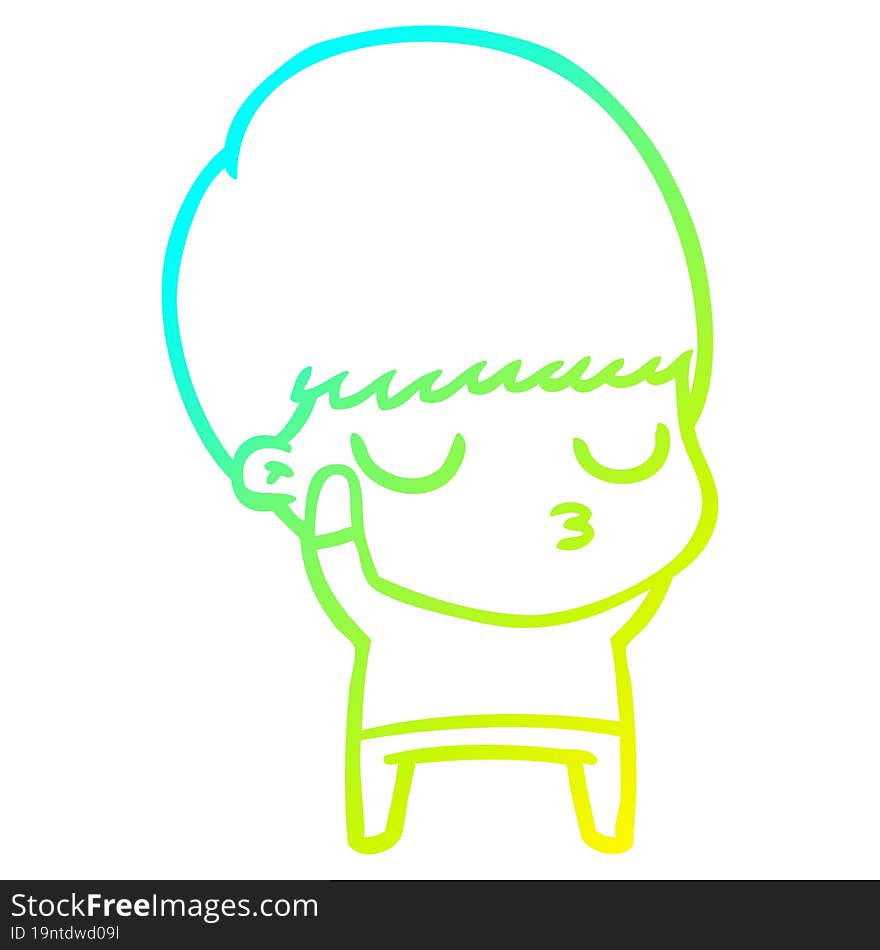 cold gradient line drawing cartoon calm boy